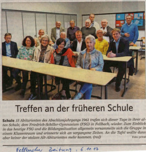 Bericht aus der Fellbacher Zeitung vom 06.11.2017